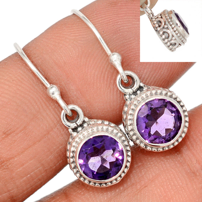 1" Fine Filigree - Amethyst Faceted Earrings - AMFE1761
