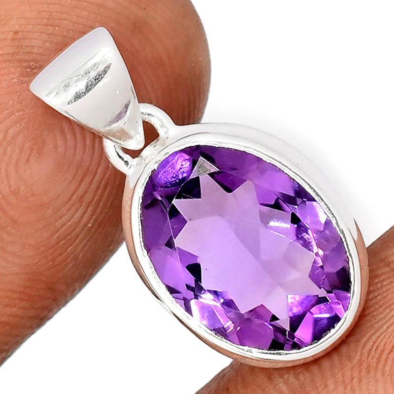 1" Amethyst Faceted Pendants - AMFP2032