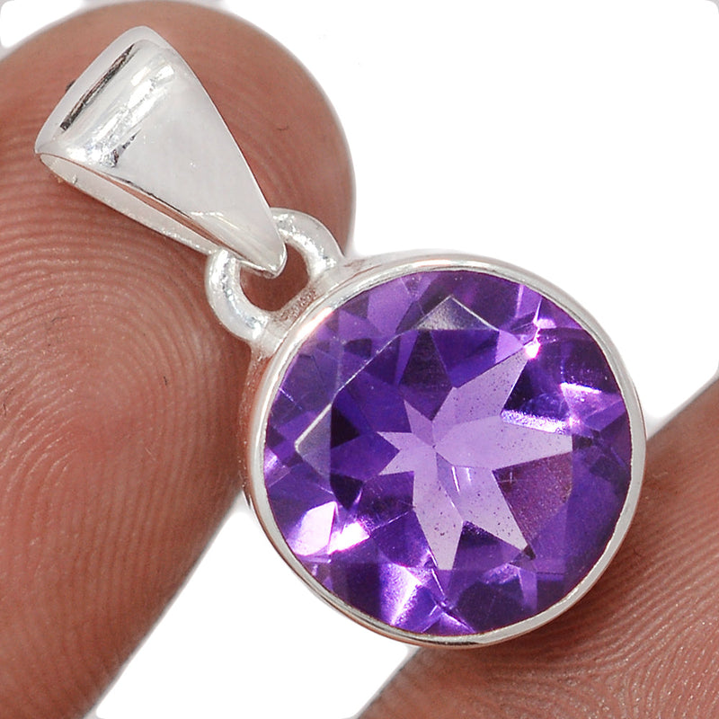 1" Amethyst Faceted Pendants - AMFP2065