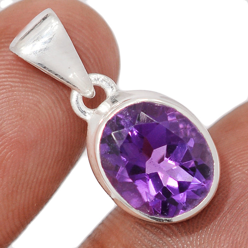 1" Amethyst Faceted Pendants - AMFP2075