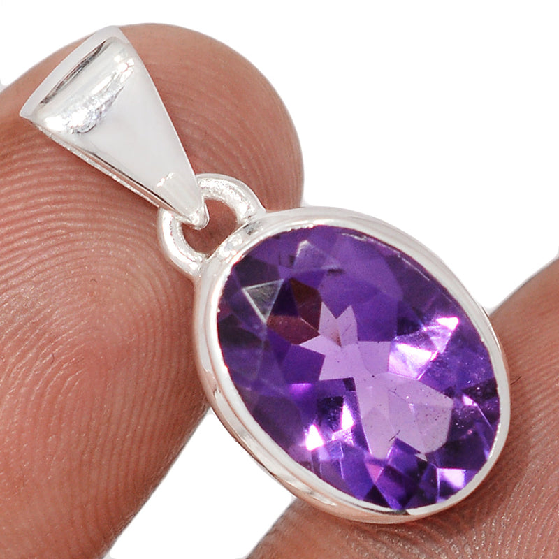 1" Amethyst Faceted Pendants - AMFP2085