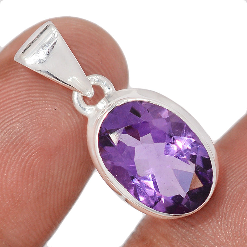 1" Amethyst Faceted Pendants - AMFP2098