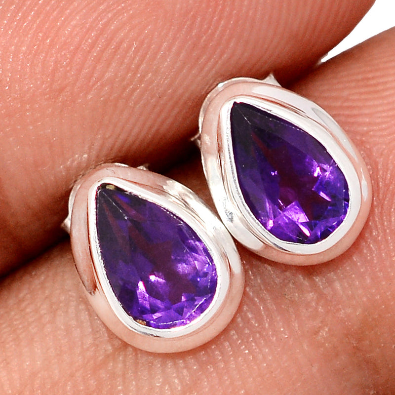 Amethyst Faceted Studs - AMFS743