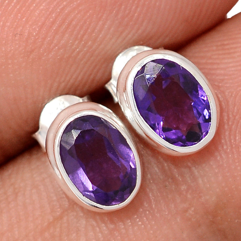Amethyst Faceted Studs - AMFS745