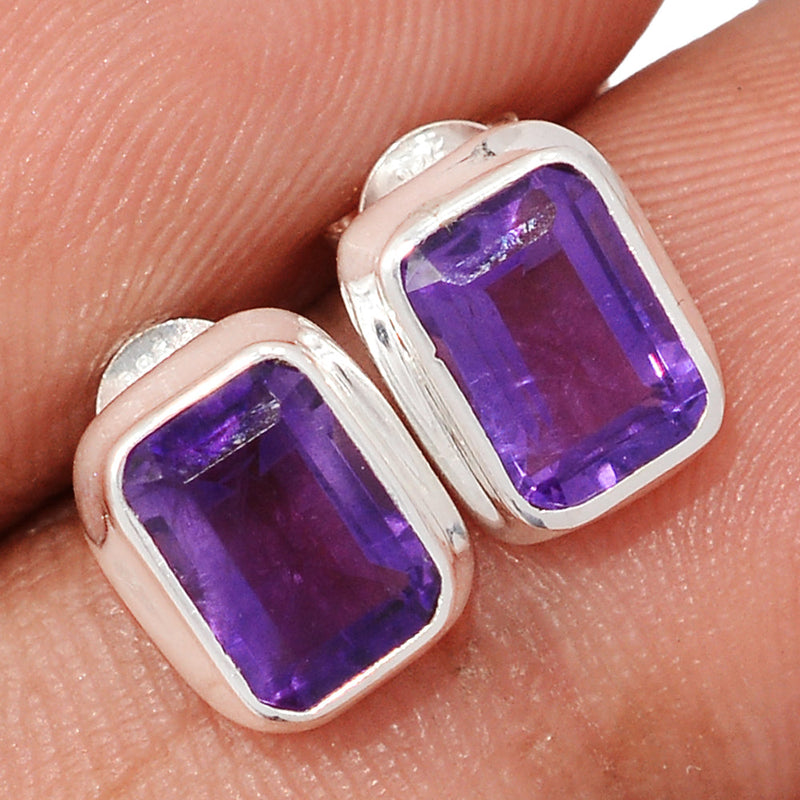 Amethyst Faceted Studs - AMFS746