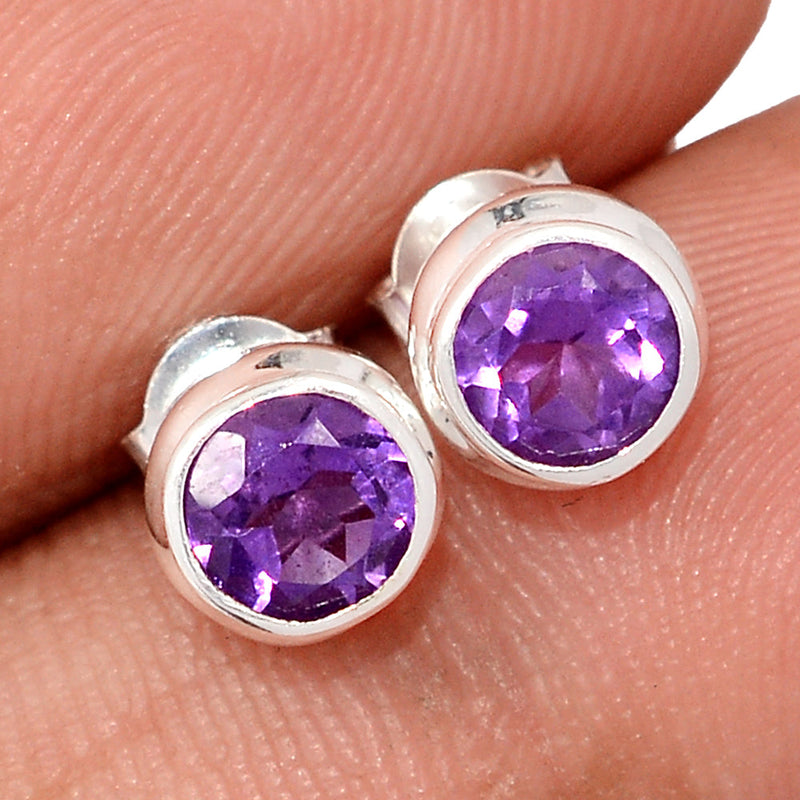 Amethyst Faceted Studs - AMFS747