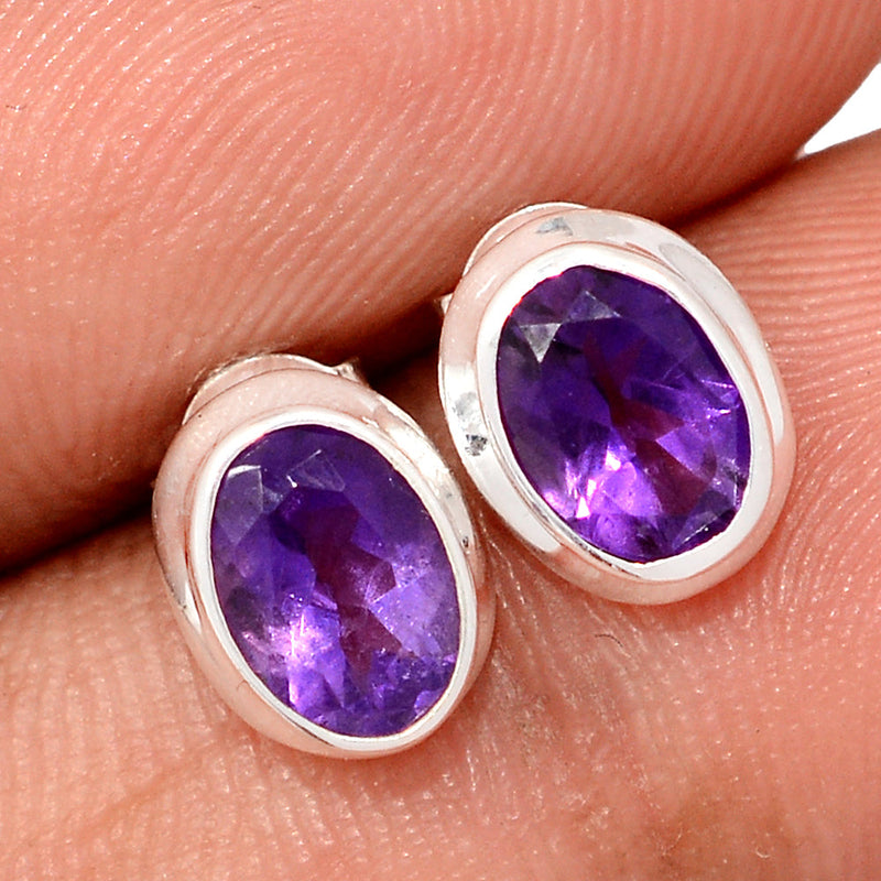 Amethyst Faceted Studs - AMFS748