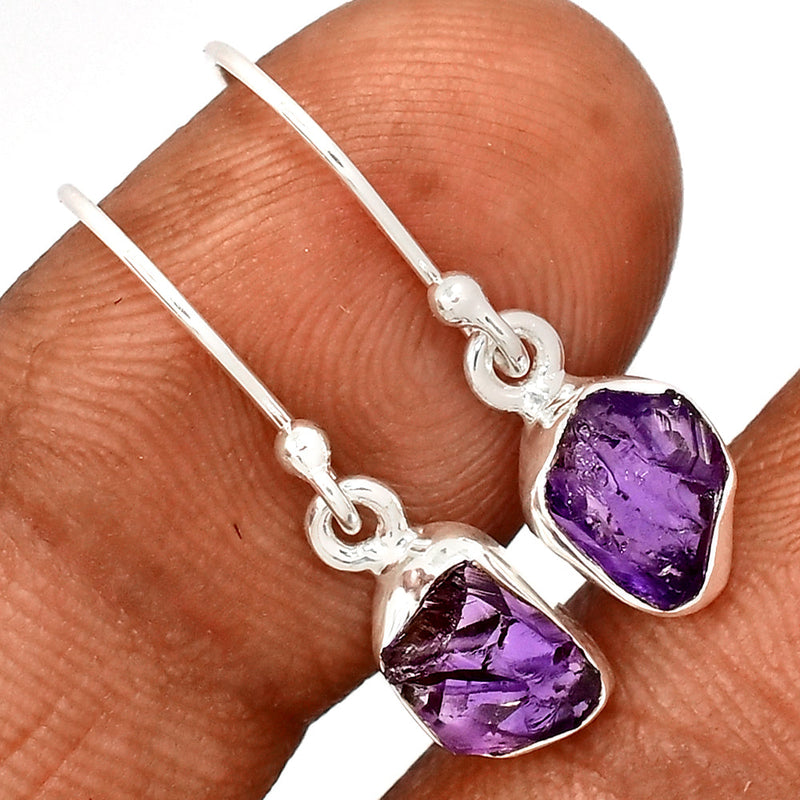 1" Amethyst Rough Earrings - AMRE315