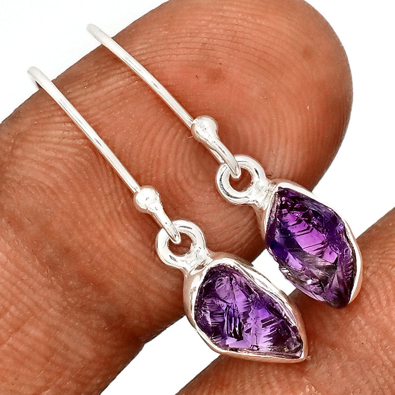 1.1" Amethyst Rough Earrings - AMRE320