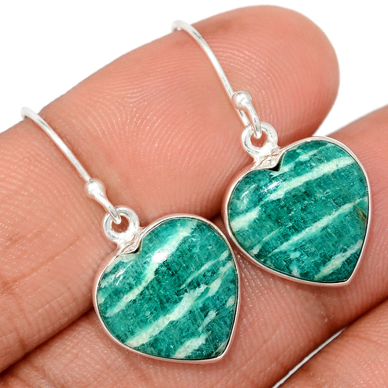 1.3" Heart - Amazonite Earrings - AMZE494