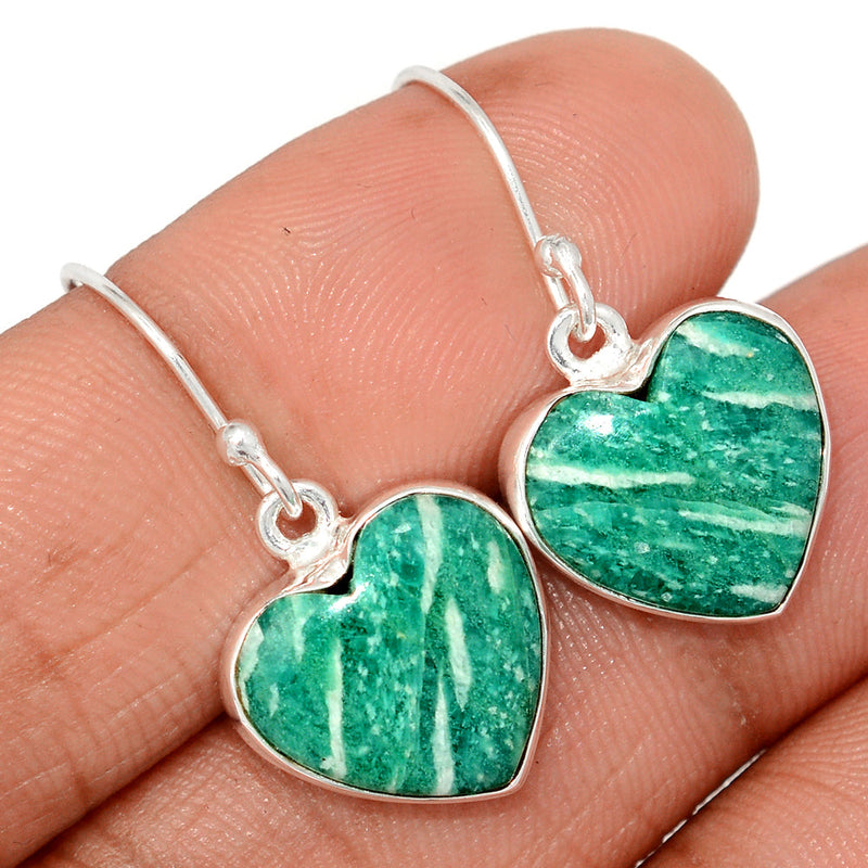 1.2" Heart - Amazonite Earrings - AMZE496