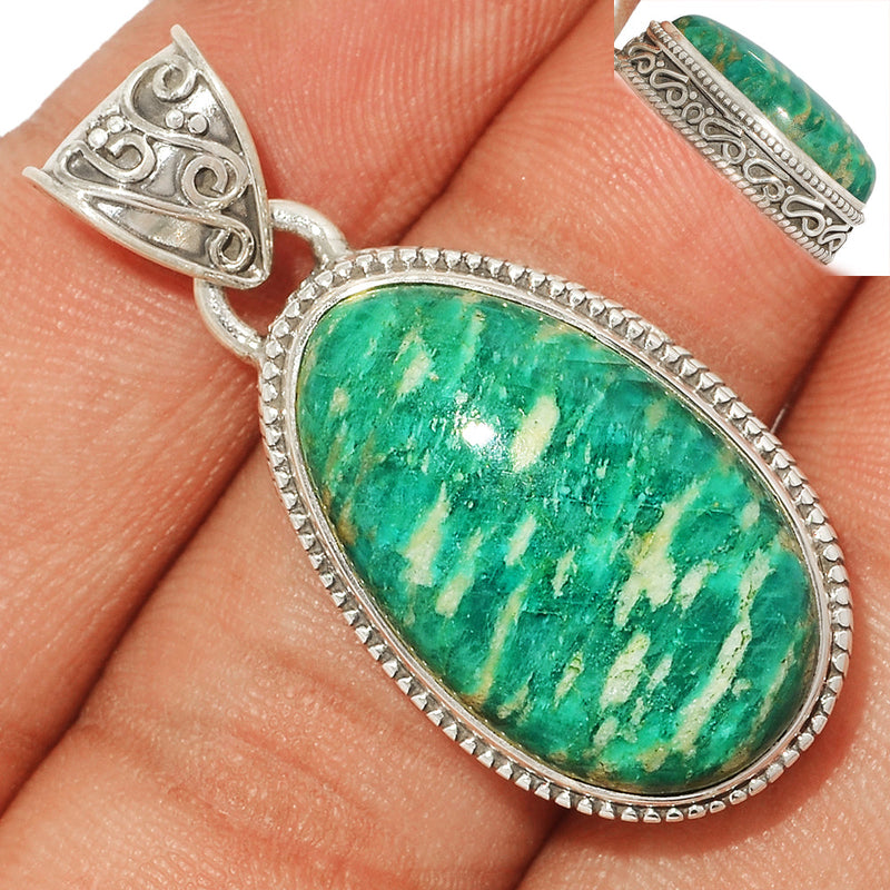 1.5" Fine Filigree - Amazonite Pendants - AMZP869