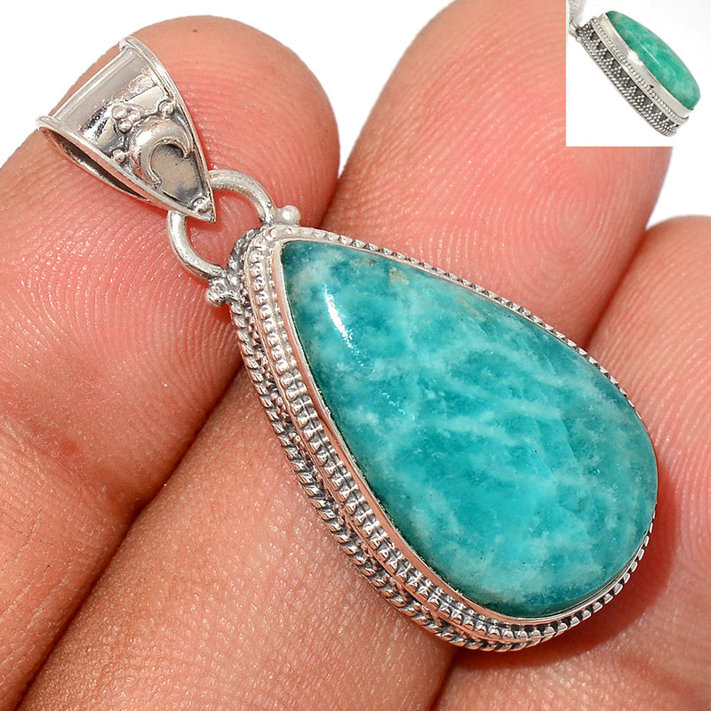 1.5" Fine Filigree - Amazonite Pendants - AMZP964
