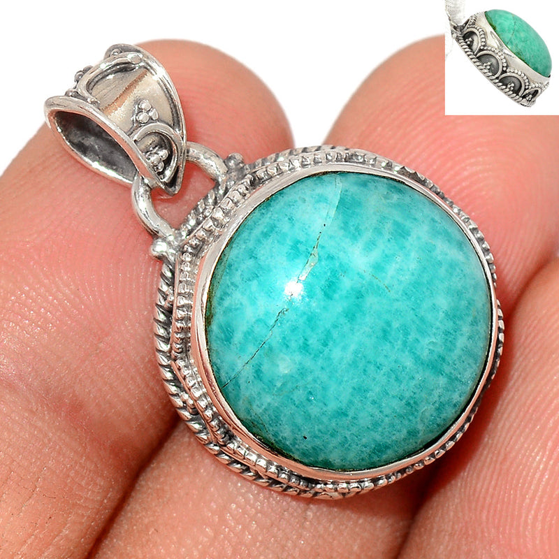 1.2" Fine Filigree - Amazonite Pendants - AMZP965