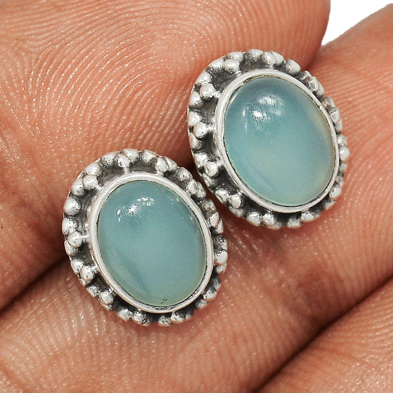 Aqua Chalcedony Studs - AQCS35