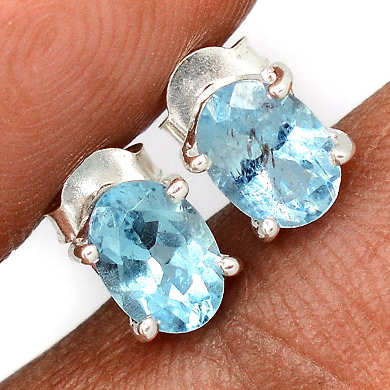 Claw - Aquamarine Faceted Studs - AQFS101