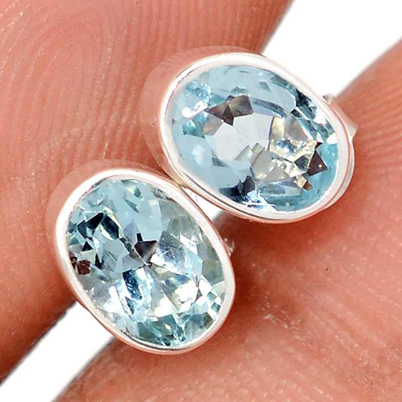 Aquamarine Faceted Studs - AQFS111