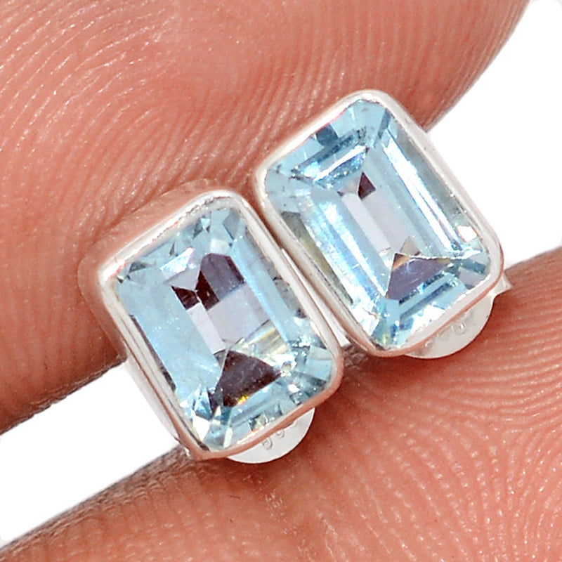 Aquamarine Faceted Studs - AQFS112