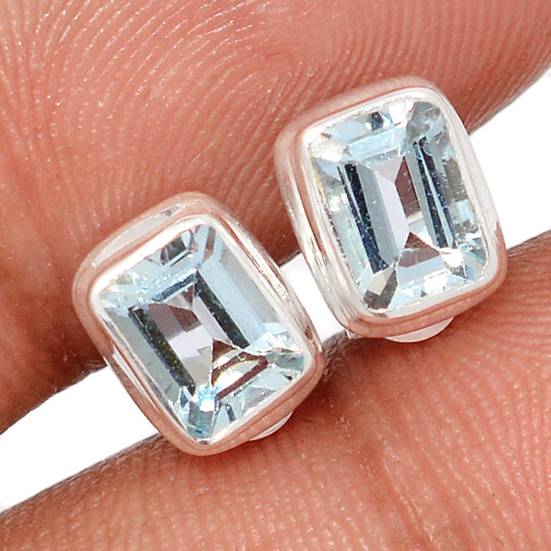 Aquamarine Faceted Studs - AQFS113