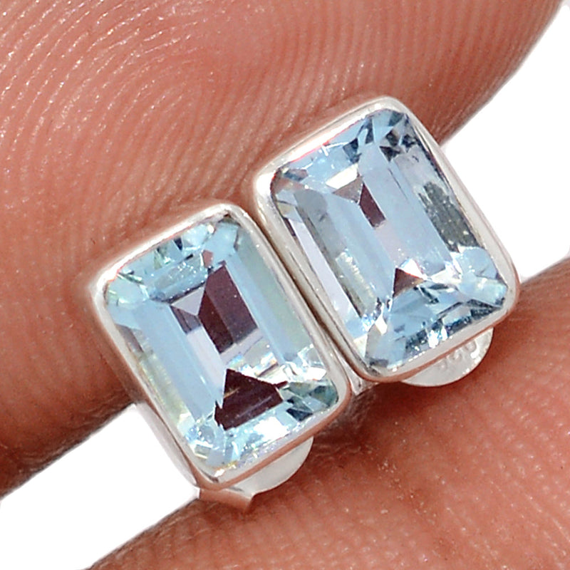 Aquamarine Faceted Studs - AQFS115