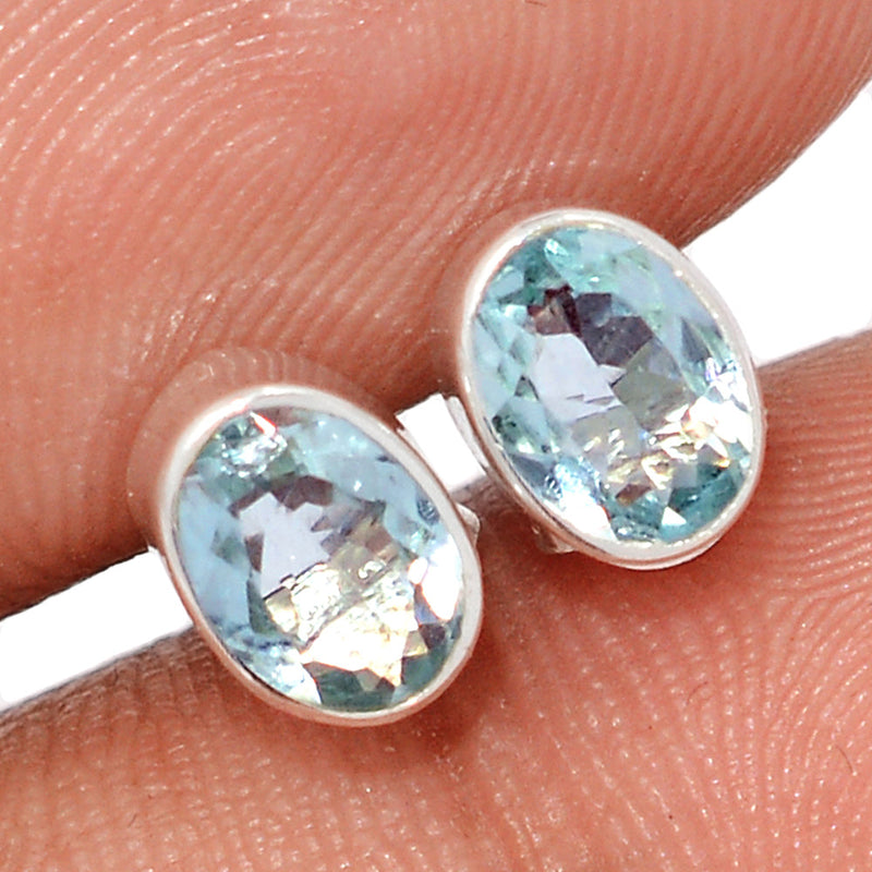 Aquamarine Faceted Studs - AQFS116