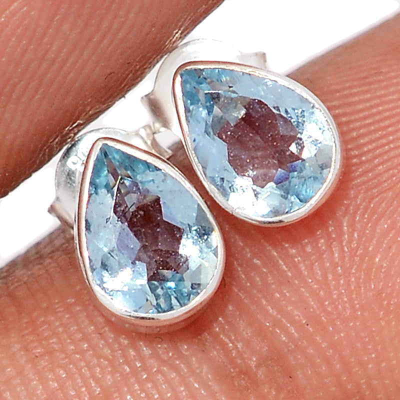 Aquamarine Faceted Studs - AQFS118