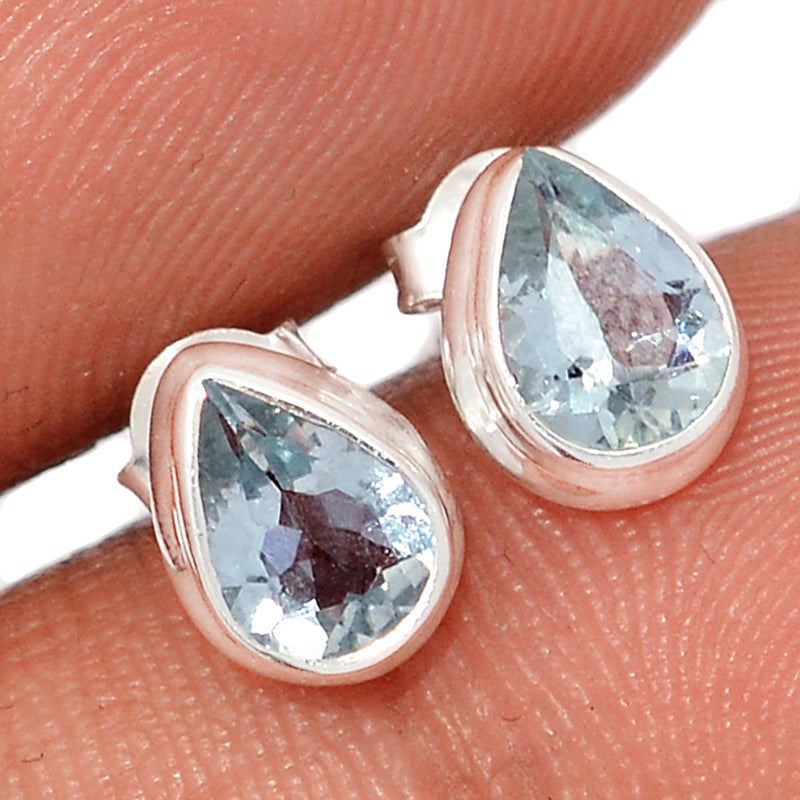 Aquamarine Faceted Studs - AQFS122