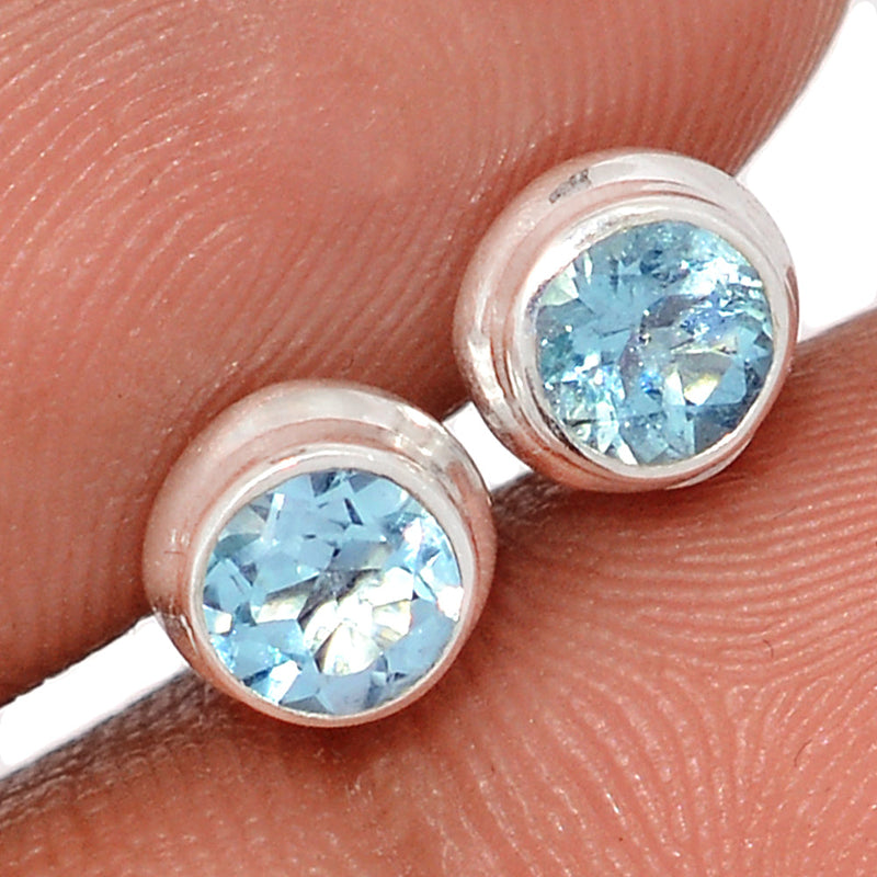 Aquamarine Faceted Studs - AQFS124