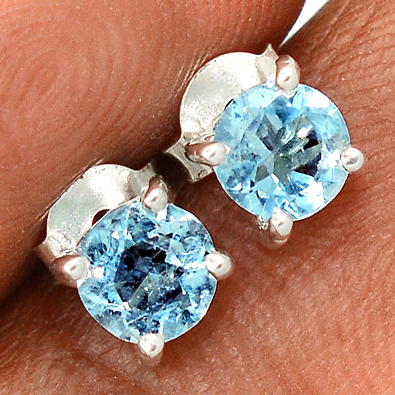 Claw - Aquamarine Faceted Studs - AQFS90