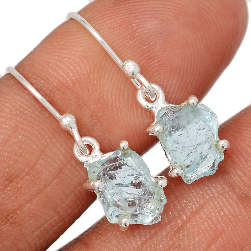 1.1" Claw - Aquamarine Rough Earrings - AQRE493