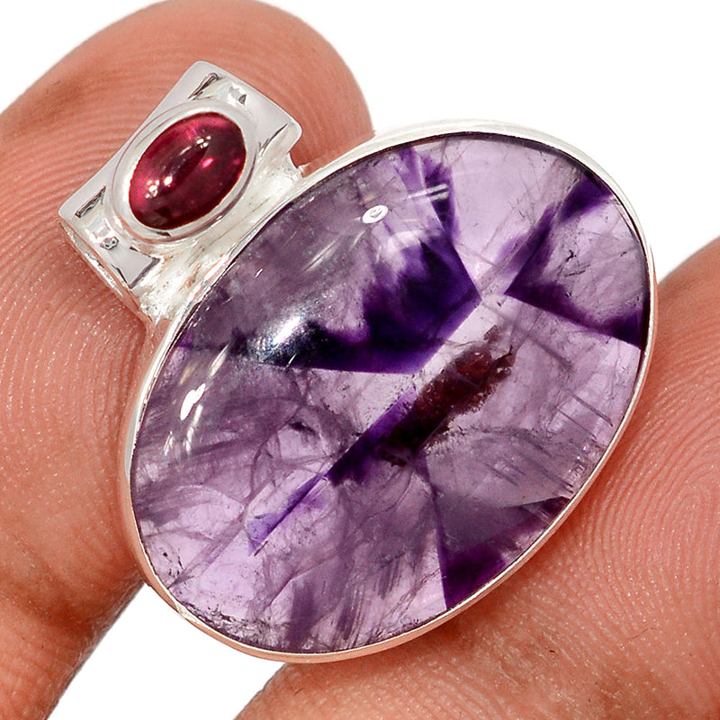 1" Atomic Amethyst Star & Garnet Cabochon Pendants - ATSP654