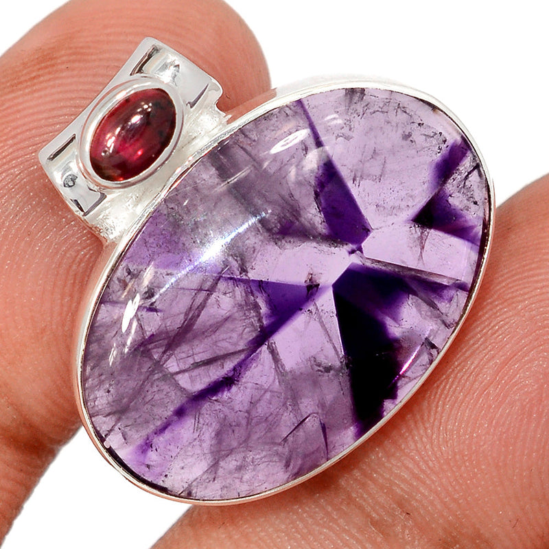 1" Atomic Amethyst Star & Garnet Cabochon Pendants - ATSP655