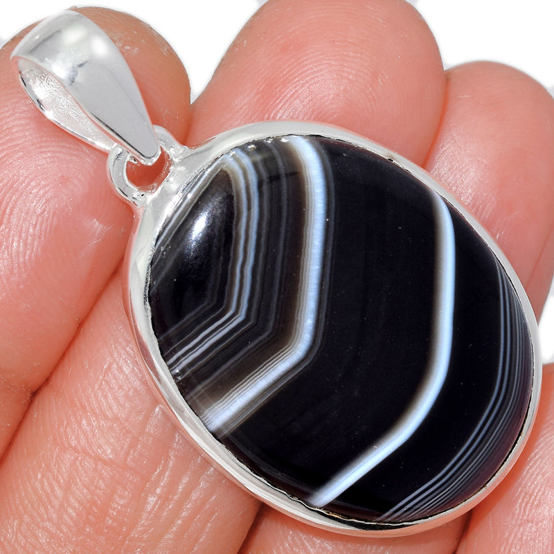 1.7" Black Banded Agate Pendants - BBAP1165