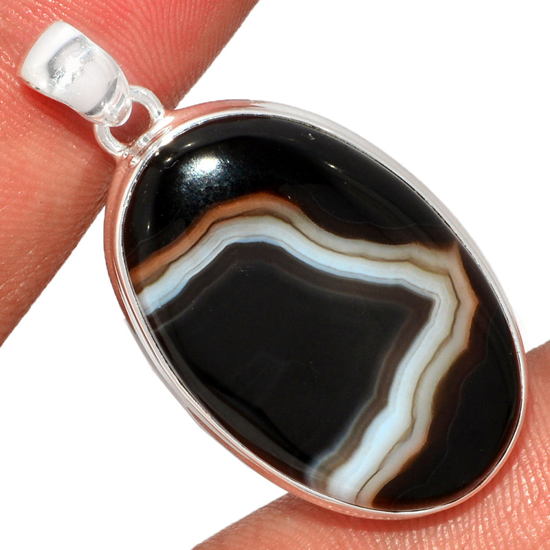 1.6" Black Banded Agate Pendants - BBAP1222