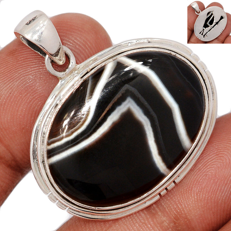 1.5" Bird - Black Banded Agate Pendants - BBAP1339