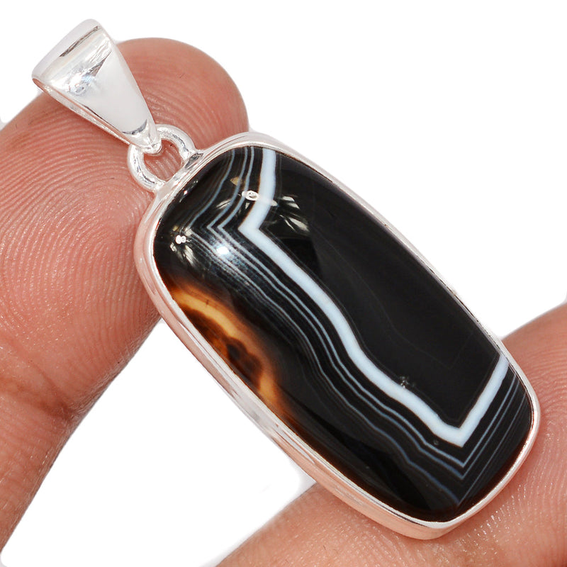 1.7" Black Banded Agate Pendants - BBAP1341