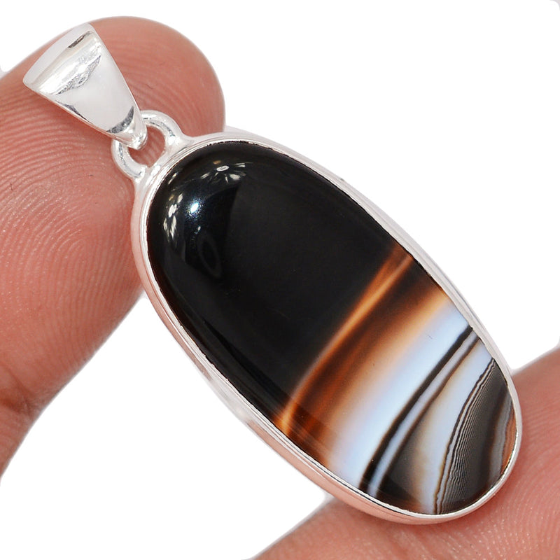 1.7" Black Banded Agate Pendants - BBAP1343