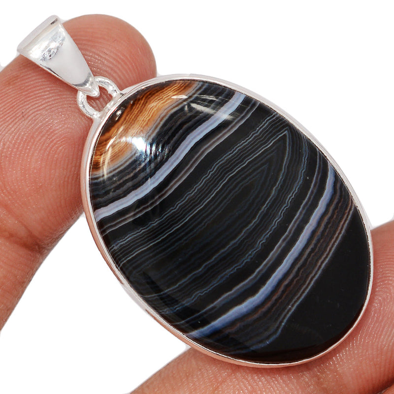 2" Black Banded Agate Pendants - BBAP1344