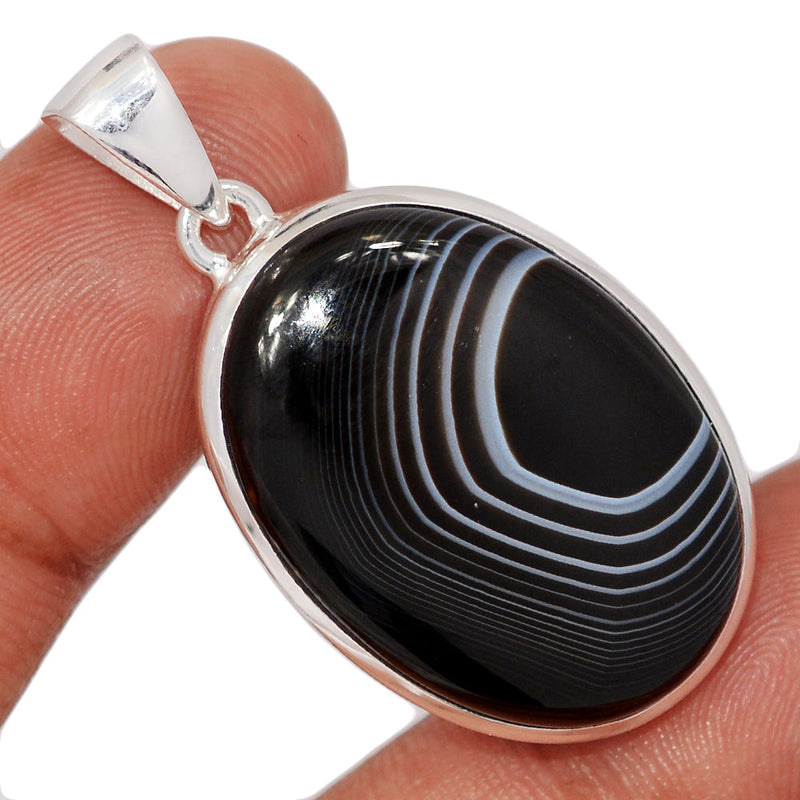 1.7" Black Banded Agate Pendants - BBAP1349