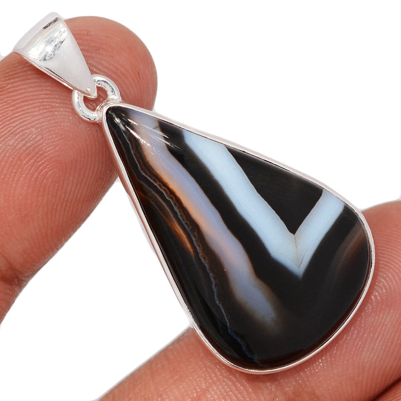 1.6" Black Banded Agate Pendants - BBAP1352