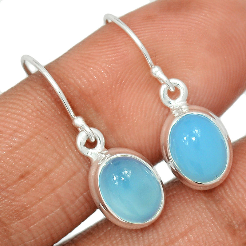 1.1" Blue Chalcedony Earrings - BCDE445