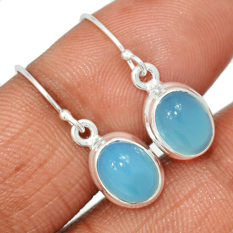 1" Blue Chalcedony Earrings - BCDE457