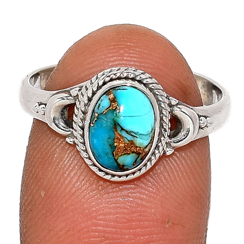 Small Filigree - Blue Copper Turquoise Ring - BCTR1641