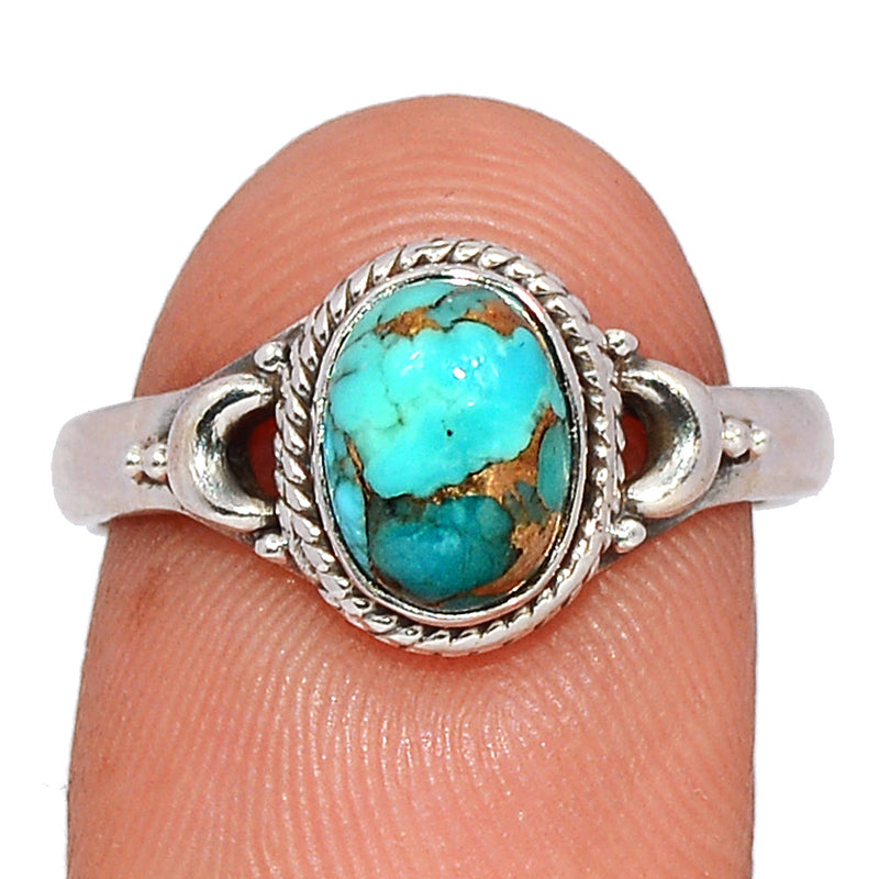 Small Filigree - Blue Copper Turquoise Ring - BCTR1751