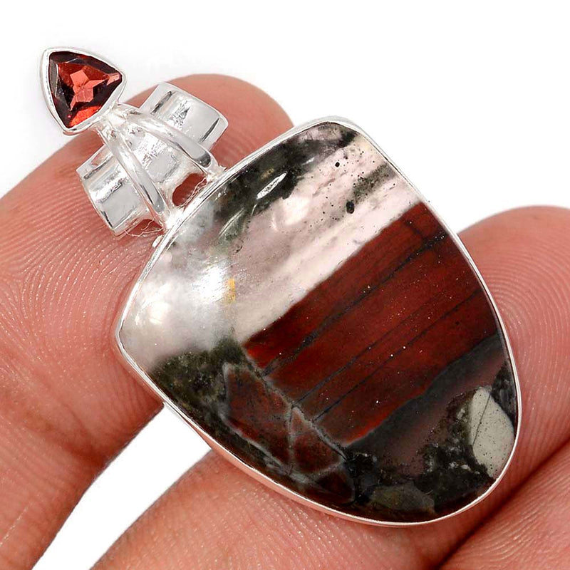 1.7" Blood Stone & Garnet Faceted Pendants - BDSP1845
