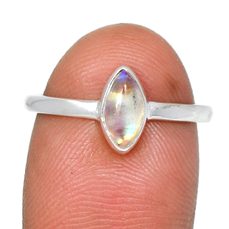 Small Plain - Blue Fire Moonstone Ring - BFMR2671