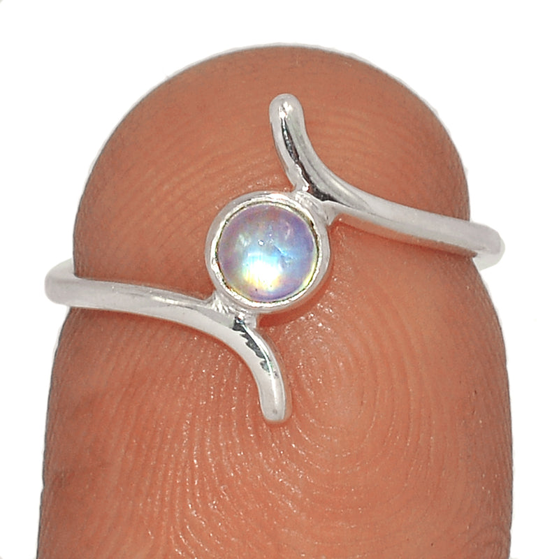 Small Plain - Blue Fire Moonstone Ring - BFMR2708