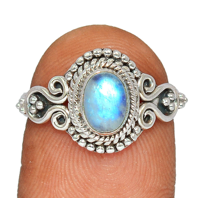 Small Filigree - Blue Fire Moonstone Ring -  BFMR3616