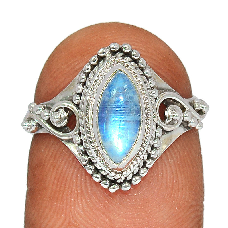 Small Filigree - Blue Fire Moonstone Ring -  BFMR3626