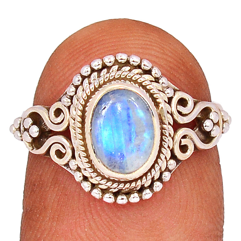 Small Filigree - Blue Fire Moonstone Ring - BFMR4384